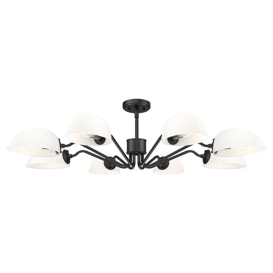 Z-Lite Breton 8 Light Chandelier, Matte Black/White