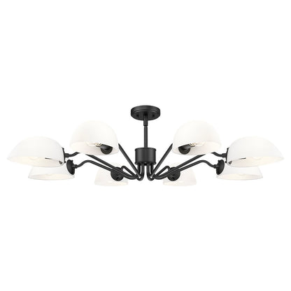 Z-Lite Breton 8 Light Chandelier, Matte Black/White