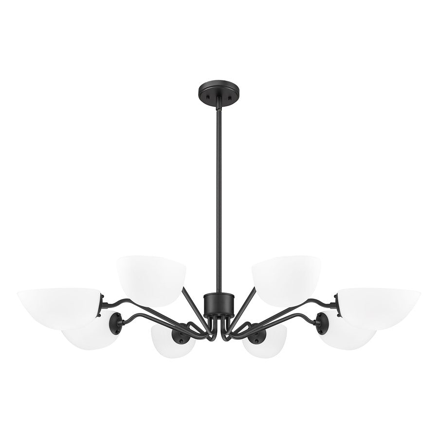 Z-Lite Breton 8 Light Chandelier, Matte Black/White