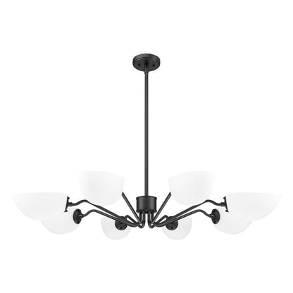 Z-Lite Breton 8 Light Chandelier, Matte Black/White