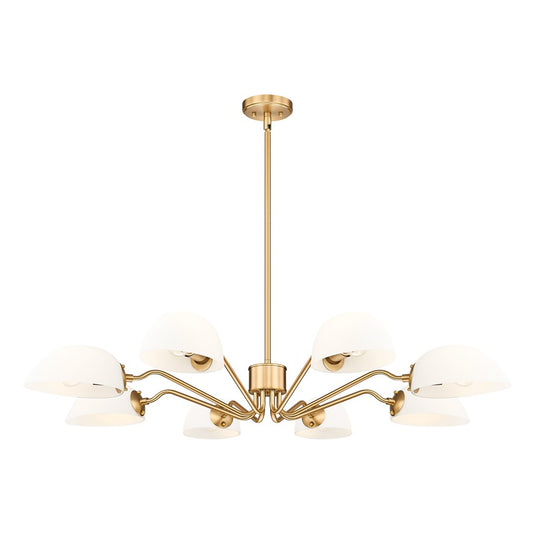 Z-Lite Breton 8 Light Chandelier, Modern Gold/White - 3048-8MGLD