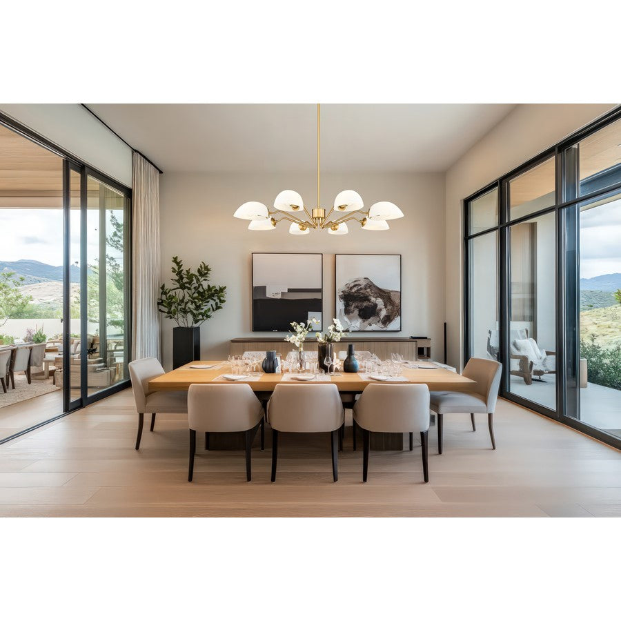 Z-Lite Breton 8 Light Chandelier, Modern Gold/White