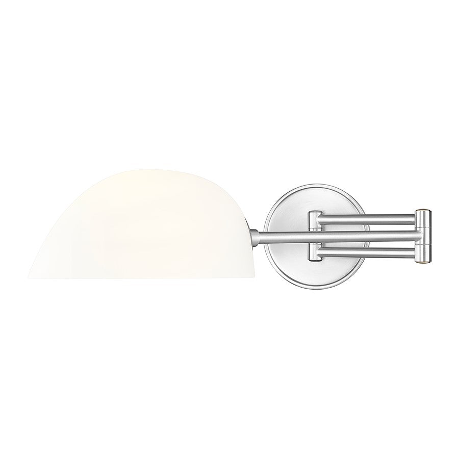Z-Lite Breton 1 Light Wall Sconce, Brushed Nickel/White