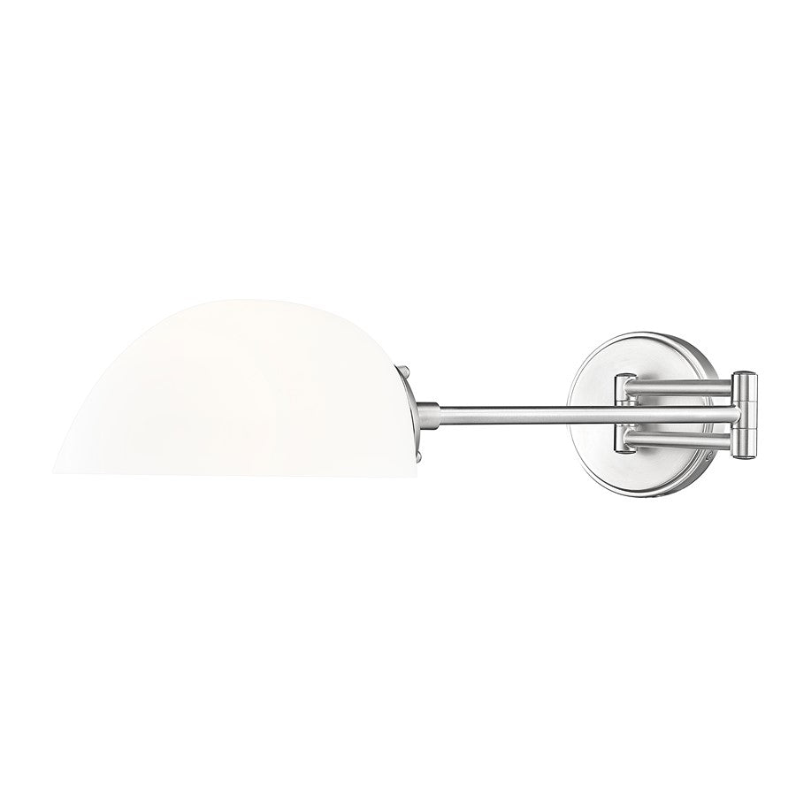 Z-Lite Breton 1 Light Wall Sconce, Brushed Nickel/White