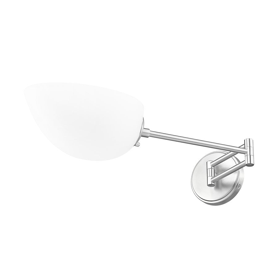 Z-Lite Breton 1 Light Wall Sconce, Brushed Nickel/White