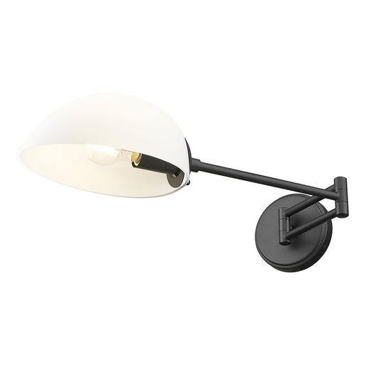 Z-Lite Breton 1 Light Wall Sconce, Matte Black/White - 3048S-MB