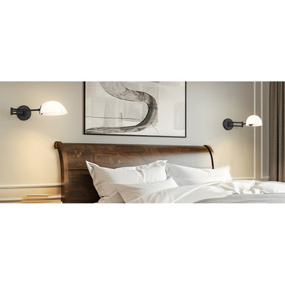 Z-Lite Breton 1 Light Wall Sconce, Matte Black/White