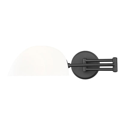 Z-Lite Breton 1 Light Wall Sconce, Matte Black/White