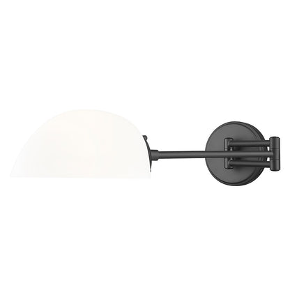 Z-Lite Breton 1 Light Wall Sconce, Matte Black/White
