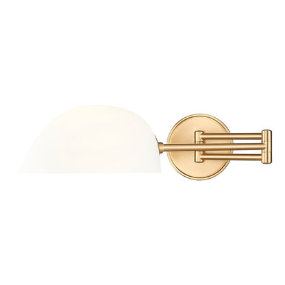 Z-Lite Breton 1 Light Wall Sconce, Modern Gold/White