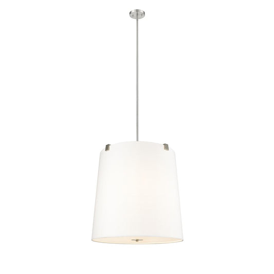 Z-Lite Weston 6 Light Pendant, Brushed Nickel/White Linen - 3501P24-BN