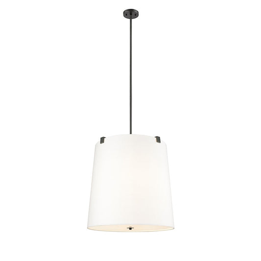 Z-Lite Weston 6 Light Pendant, Matte Black/White Linen - 3501P24-MB