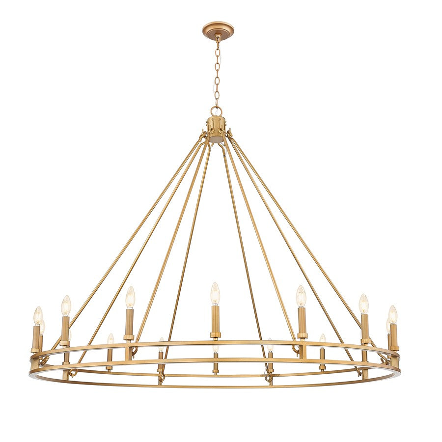 Z-Lite Dennison 60in 16-Light Chandelier | Transitional Signature Brass Steel | Dining Room & Great Room | 60 x 60 x 49 in | Model 4005-16SBR