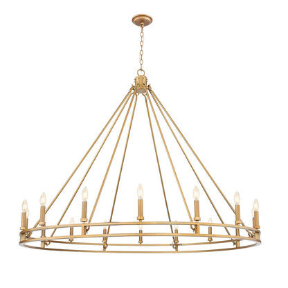 Z-Lite Dennison 60in 16-Light Chandelier | Transitional Signature Brass Steel | Dining Room & Great Room | 60 x 60 x 49 in | Model 4005-16SBR