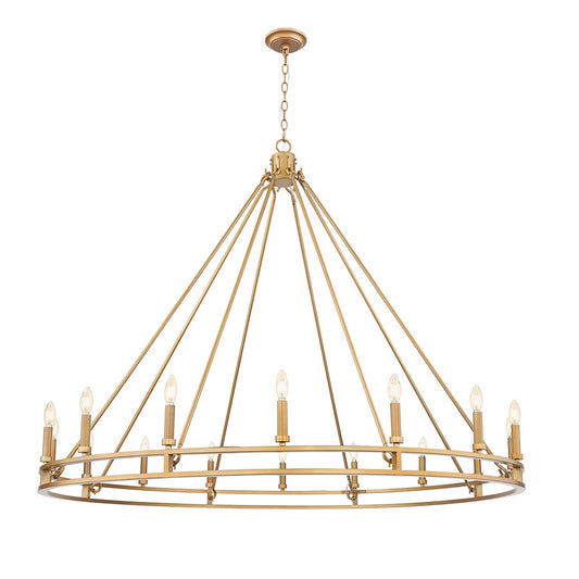 Z-Lite Dennison 60in 16-Light Chandelier | Transitional Signature Brass Steel | Dining Room & Great Room | 60 x 60 x 49 in | Model 4005-16SBR