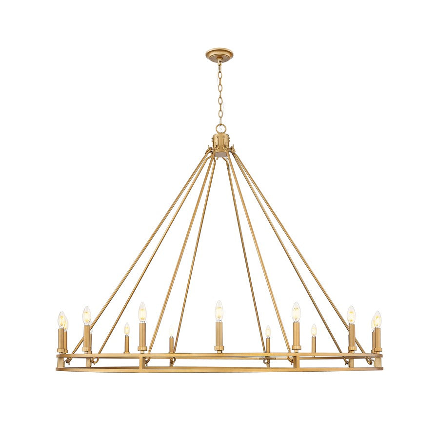 Z-Lite Dennison 60in 16-Light Chandelier | Transitional Signature Brass Steel | Dining Room & Great Room | 60 x 60 x 49 in | Model 4005-16SBR