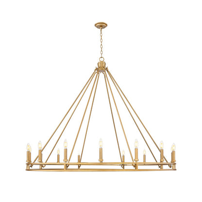 Z-Lite Dennison 60in 16-Light Chandelier | Transitional Signature Brass Steel | Dining Room & Great Room | 60 x 60 x 49 in | Model 4005-16SBR