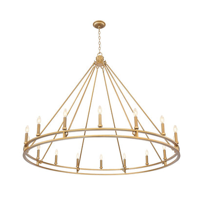 Z-Lite Dennison 60in 16-Light Chandelier | Transitional Signature Brass Steel | Dining Room & Great Room | 60 x 60 x 49 in | Model 4005-16SBR