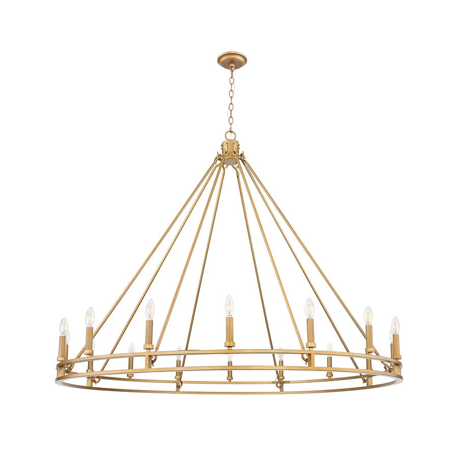 Z-Lite Dennison 60in 16-Light Chandelier | Transitional Signature Brass Steel | Dining Room & Great Room | 60 x 60 x 49 in | Model 4005-16SBR
