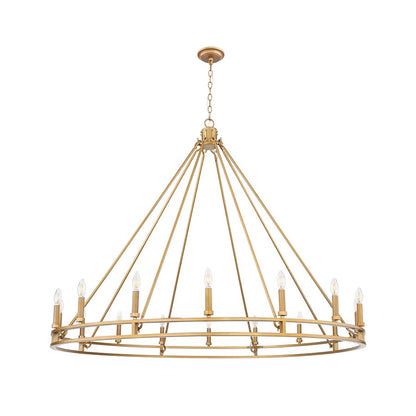 Z-Lite Dennison 60in 16-Light Chandelier | Transitional Signature Brass Steel | Dining Room & Great Room | 60 x 60 x 49 in | Model 4005-16SBR