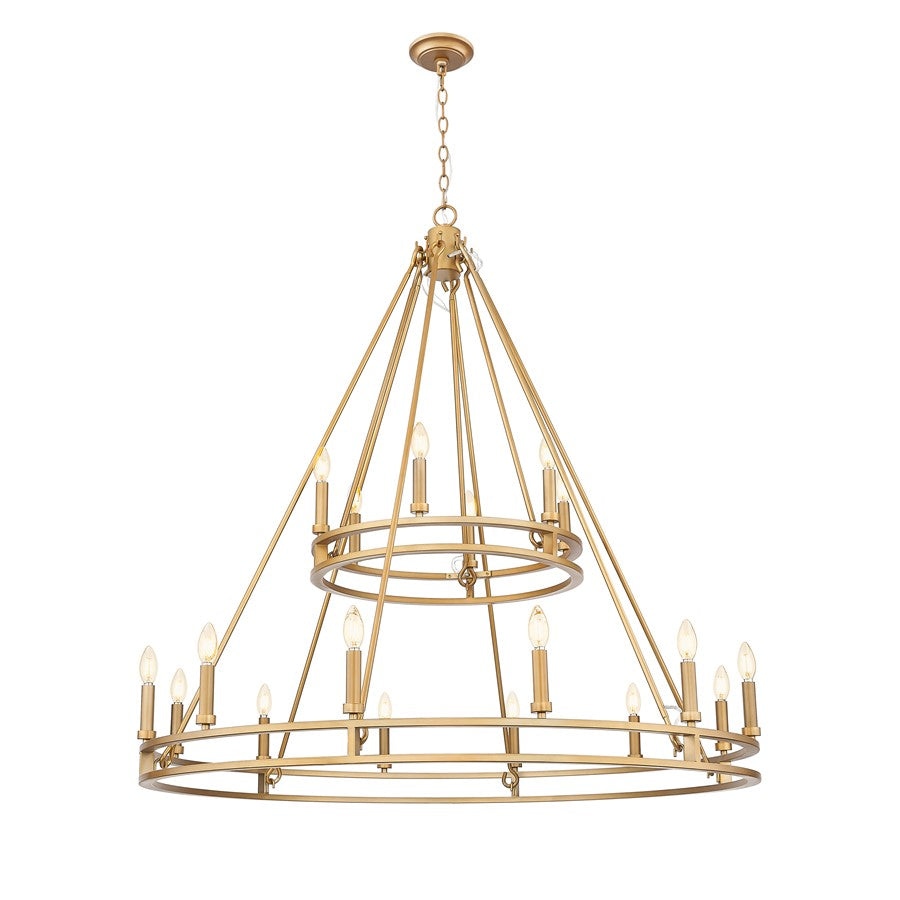 Z-Lite Dennison 47.5in 18-Light Chandelier | Transitional Signature Brass Steel | Dining Room & Foyer | 47.5 x 47.5 x 39.5 in | Model 4005-18SBR