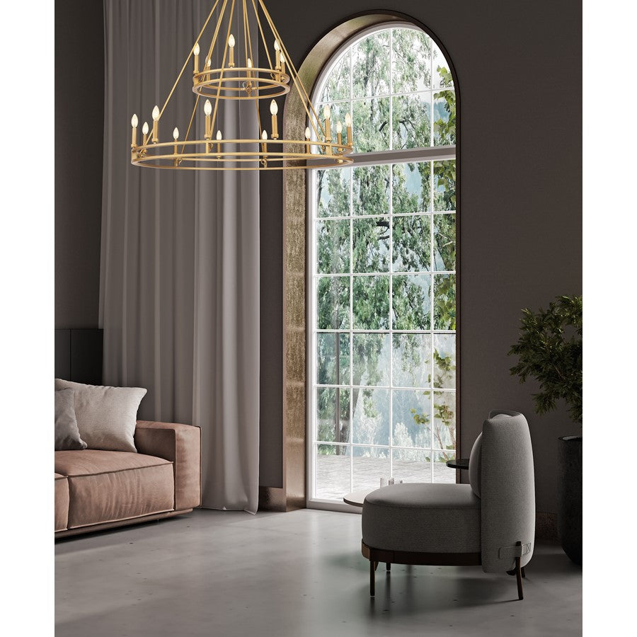 Z-Lite Dennison 47.5in 18-Light Chandelier | Transitional Signature Brass Steel | Dining Room & Foyer | 47.5 x 47.5 x 39.5 in | Model 4005-18SBR
