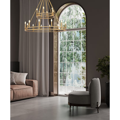 Z-Lite Dennison 47.5in 18-Light Chandelier | Transitional Signature Brass Steel | Dining Room & Foyer | 47.5 x 47.5 x 39.5 in | Model 4005-18SBR