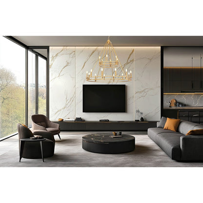 Z-Lite Dennison 47.5in 18-Light Chandelier | Transitional Signature Brass Steel | Dining Room & Foyer | 47.5 x 47.5 x 39.5 in | Model 4005-18SBR