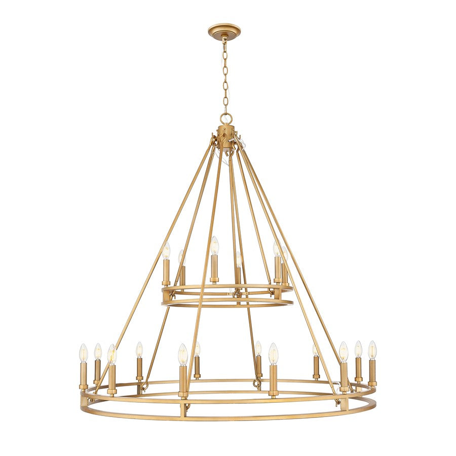 Z-Lite Dennison 47.5in 18-Light Chandelier | Transitional Signature Brass Steel | Dining Room & Foyer | 47.5 x 47.5 x 39.5 in | Model 4005-18SBR