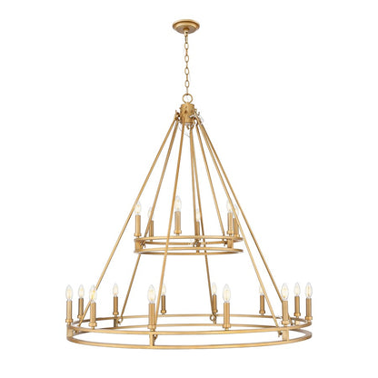 Z-Lite Dennison 47.5in 18-Light Chandelier | Transitional Signature Brass Steel | Dining Room & Foyer | 47.5 x 47.5 x 39.5 in | Model 4005-18SBR
