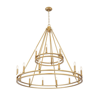Z-Lite Dennison 47.5in 18-Light Chandelier | Transitional Signature Brass Steel | Dining Room & Foyer | 47.5 x 47.5 x 39.5 in | Model 4005-18SBR