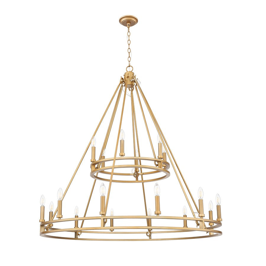 Z-Lite Dennison 47.5in 18-Light Chandelier | Transitional Signature Brass Steel | Dining Room & Foyer | 47.5 x 47.5 x 39.5 in | Model 4005-18SBR