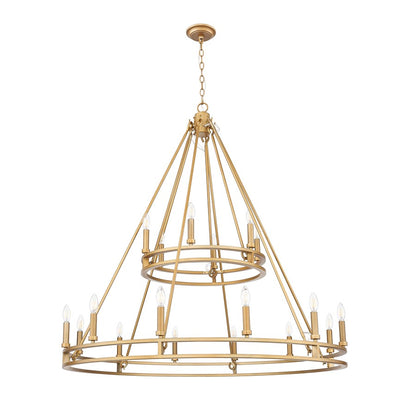Z-Lite Dennison 47.5in 18-Light Chandelier | Transitional Signature Brass Steel | Dining Room & Foyer | 47.5 x 47.5 x 39.5 in | Model 4005-18SBR