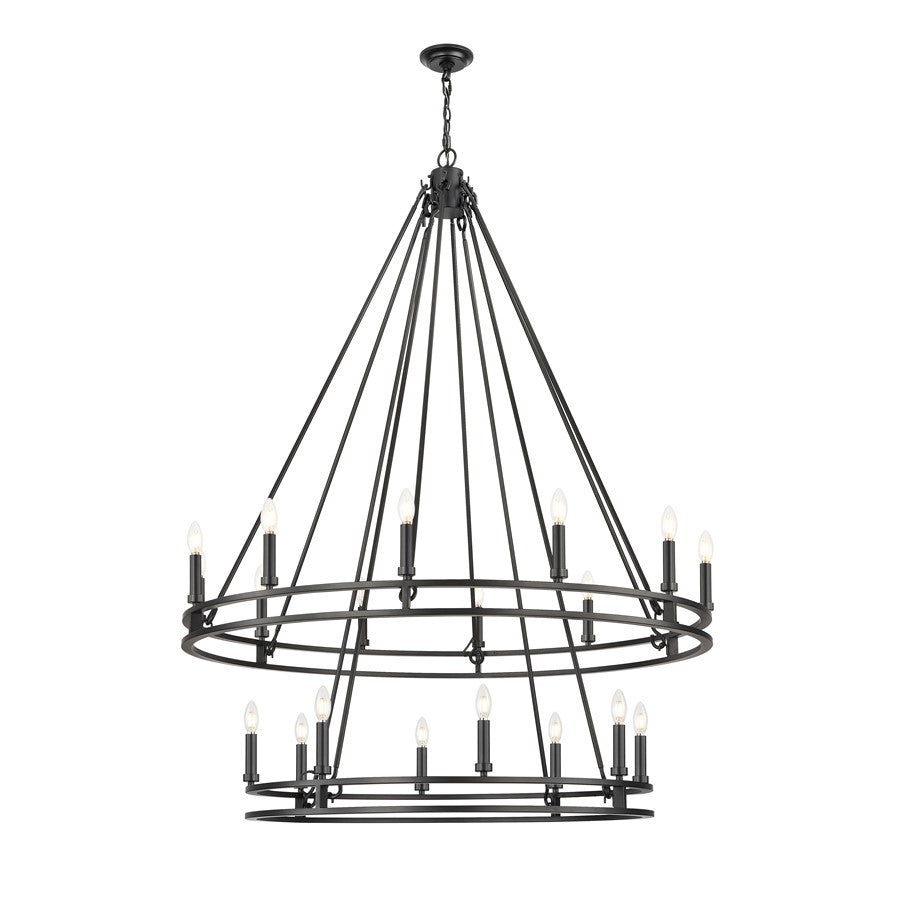 Z-Lite Dennison 47.5in 20-Light Chandelier | Transitional Matte Black Steel | Foyer & Stairwell | 47.5 x 47.5 x 63 in | Model 4005-20MB