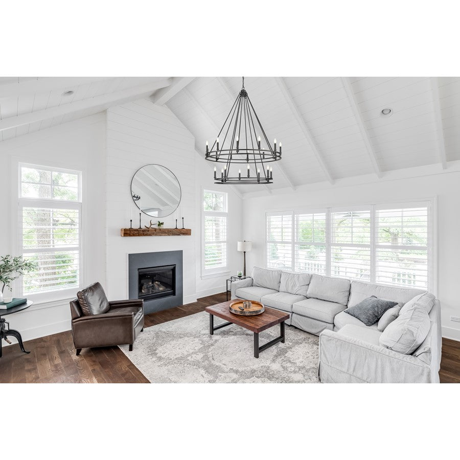 Z-Lite Dennison 47.5in 20-Light Chandelier | Transitional Matte Black Steel | Foyer & Stairwell | 47.5 x 47.5 x 63 in | Model 4005-20MB