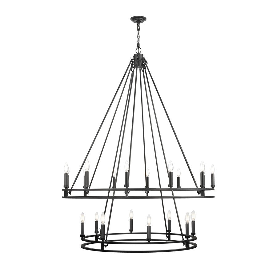 Z-Lite Dennison 47.5in 20-Light Chandelier | Transitional Matte Black Steel | Foyer & Stairwell | 47.5 x 47.5 x 63 in | Model 4005-20MB