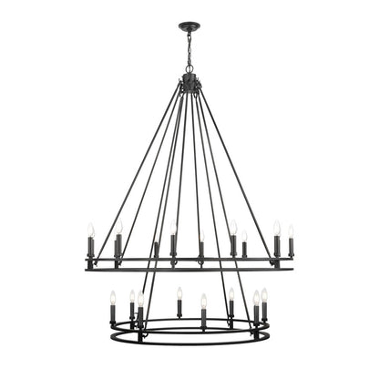 Z-Lite Dennison 47.5in 20-Light Chandelier | Transitional Matte Black Steel | Foyer & Stairwell | 47.5 x 47.5 x 63 in | Model 4005-20MB