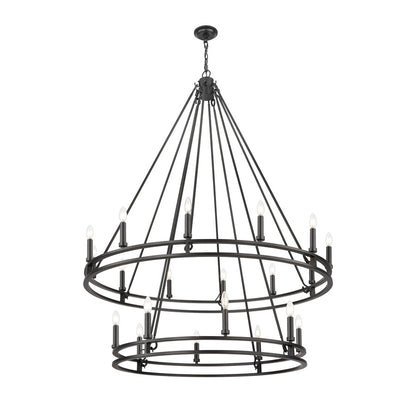 Z-Lite Dennison 47.5in 20-Light Chandelier | Transitional Matte Black Steel | Foyer & Stairwell | 47.5 x 47.5 x 63 in | Model 4005-20MB