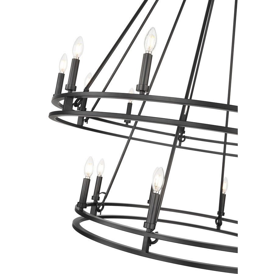 Z-Lite Dennison 47.5in 20-Light Chandelier | Transitional Matte Black Steel | Foyer & Stairwell | 47.5 x 47.5 x 63 in | Model 4005-20MB