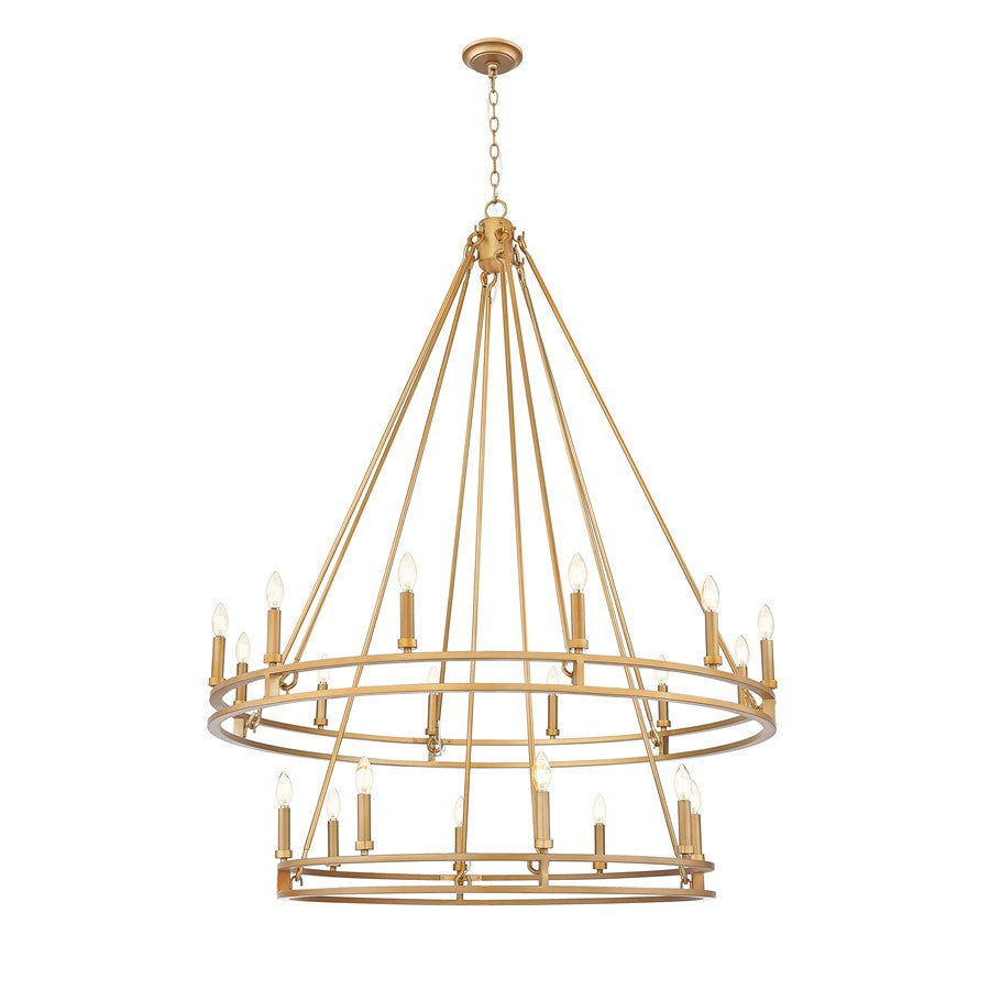 Z-Lite Dennison 47.5in 20-Light Chandelier | Transitional Signature Brass Steel | Dining Room & Entryway | 47.5 x 47.5 x 63 in | Model 4005-20SBR