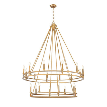 Z-Lite Dennison 47.5in 20-Light Chandelier | Transitional Signature Brass Steel | Dining Room & Entryway | 47.5 x 47.5 x 63 in | Model 4005-20SBR