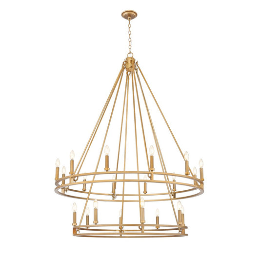 Z-Lite Dennison 47.5in 20-Light Chandelier | Transitional Signature Brass Steel | Dining Room & Entryway | 47.5 x 47.5 x 63 in | Model 4005-20SBR