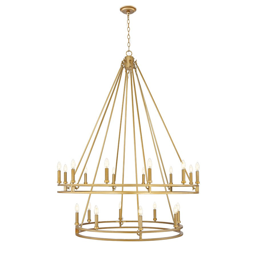 Z-Lite Dennison 47.5in 20-Light Chandelier | Transitional Signature Brass Steel | Dining Room & Entryway | 47.5 x 47.5 x 63 in | Model 4005-20SBR