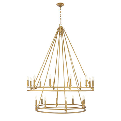 Z-Lite Dennison 47.5in 20-Light Chandelier | Transitional Signature Brass Steel | Dining Room & Entryway | 47.5 x 47.5 x 63 in | Model 4005-20SBR