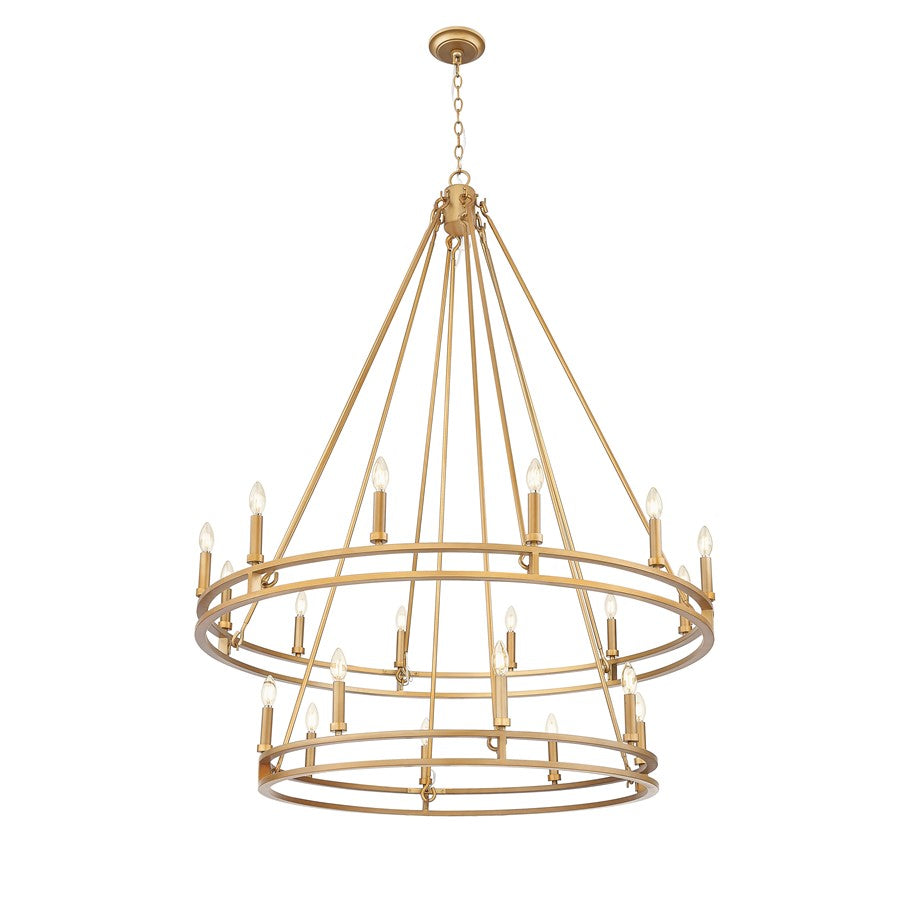 Z-Lite Dennison 47.5in 20-Light Chandelier | Transitional Signature Brass Steel | Dining Room & Entryway | 47.5 x 47.5 x 63 in | Model 4005-20SBR