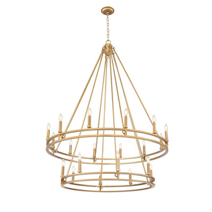 Z-Lite Dennison 47.5in 20-Light Chandelier | Transitional Signature Brass Steel | Dining Room & Entryway | 47.5 x 47.5 x 63 in | Model 4005-20SBR