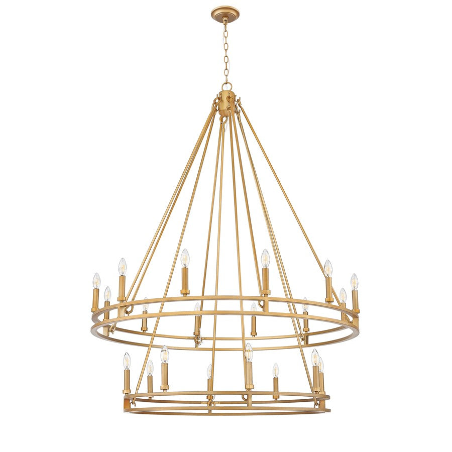 Z-Lite Dennison 47.5in 20-Light Chandelier | Transitional Signature Brass Steel | Dining Room & Entryway | 47.5 x 47.5 x 63 in | Model 4005-20SBR