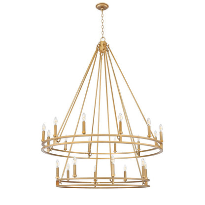Z-Lite Dennison 47.5in 20-Light Chandelier | Transitional Signature Brass Steel | Dining Room & Entryway | 47.5 x 47.5 x 63 in | Model 4005-20SBR