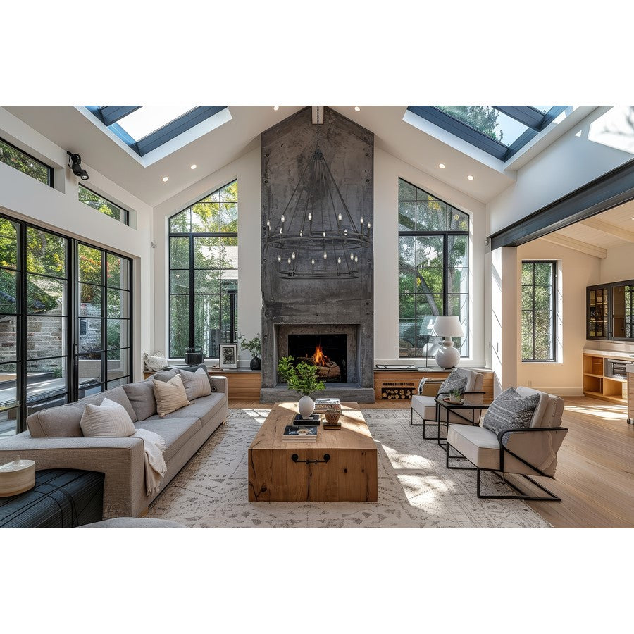 Z-Lite Dennison 60in 28-Light Chandelier | Transitional Matte Black Steel and Matte Black Steel | Grand Staircase & Foyer | Model 4005-28MB
