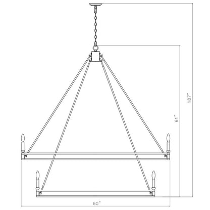 Z-Lite Dennison 60in 28-Light Chandelier | Transitional Signature Brass Steel | Great Room & Oversized Foyer | 60 x 60 x 61 in | Model 4005-28SBR